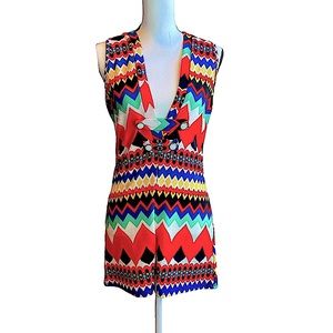 NWOT Funky RETRO Multi-Color Sleeveless Romper Size L